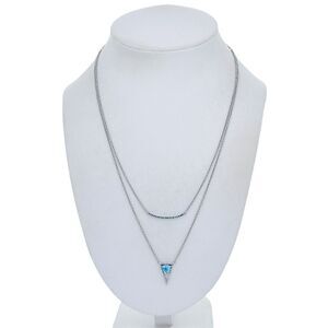 Estate India JWBR Sterling Silver Topaz Spinel Cubic Zirconia Necklace 17.5"